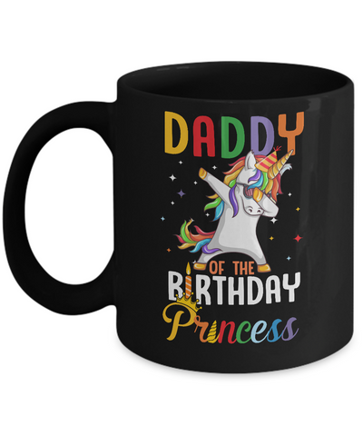 Daddy Of The Birthday Girl Dabbing Unicorn Party Mug-Coffee Mug-11oz Mug-Black