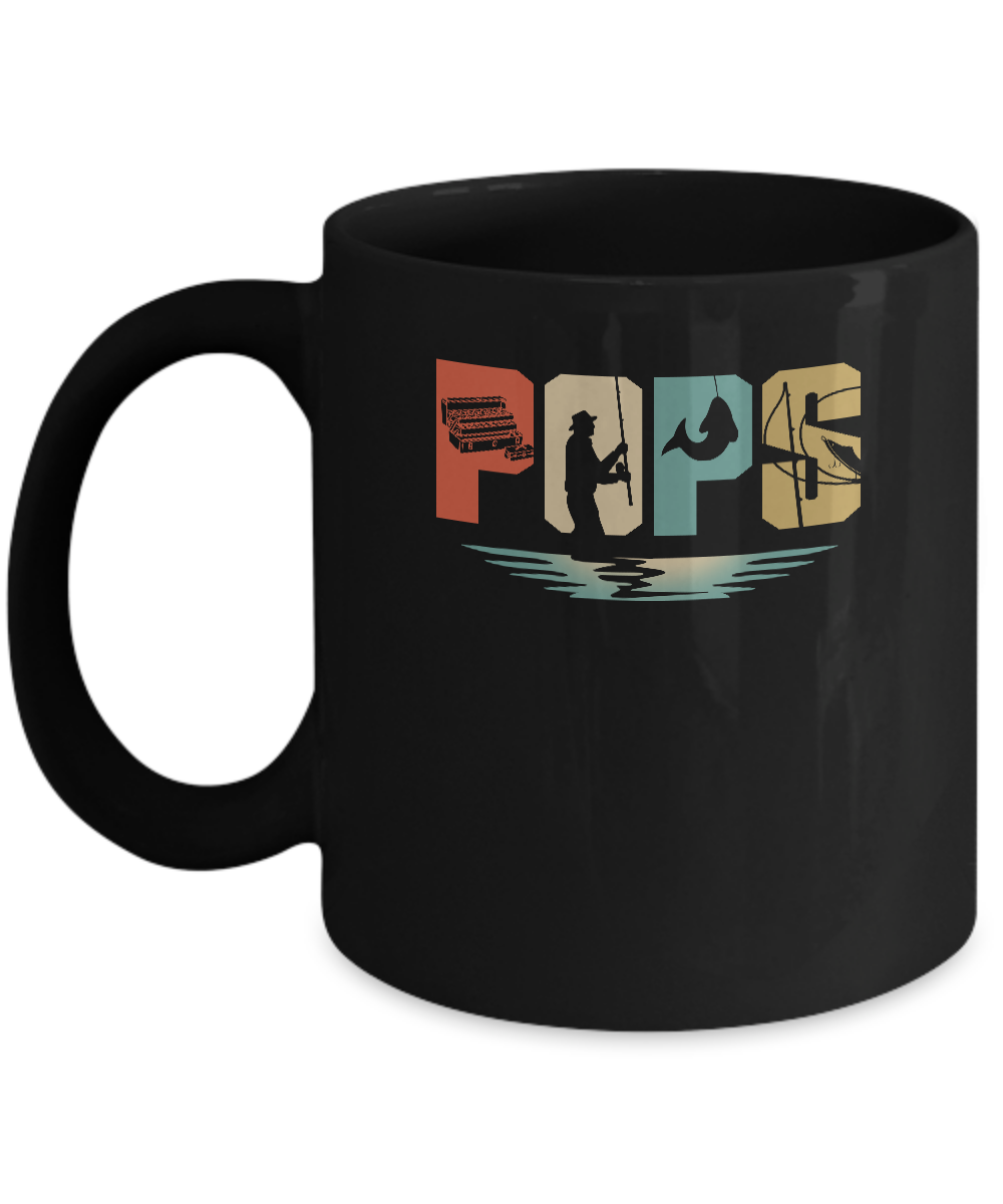 Vintage Fishing Pops Father's Day Gift Mug-Coffee Mug-11oz Mug-Black