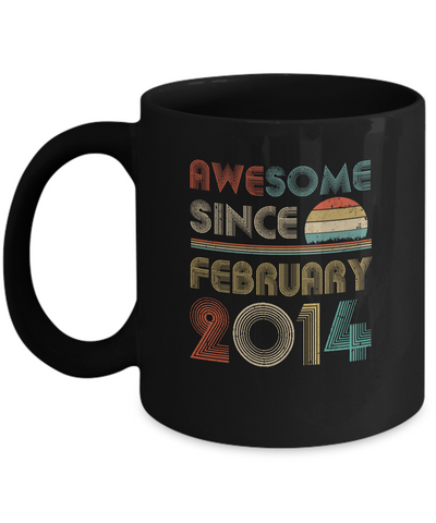 Awesome Since February 2014 Vintage 7th Birthday Gifts Youth Mug-Coffee Mug-11oz Mug-Black