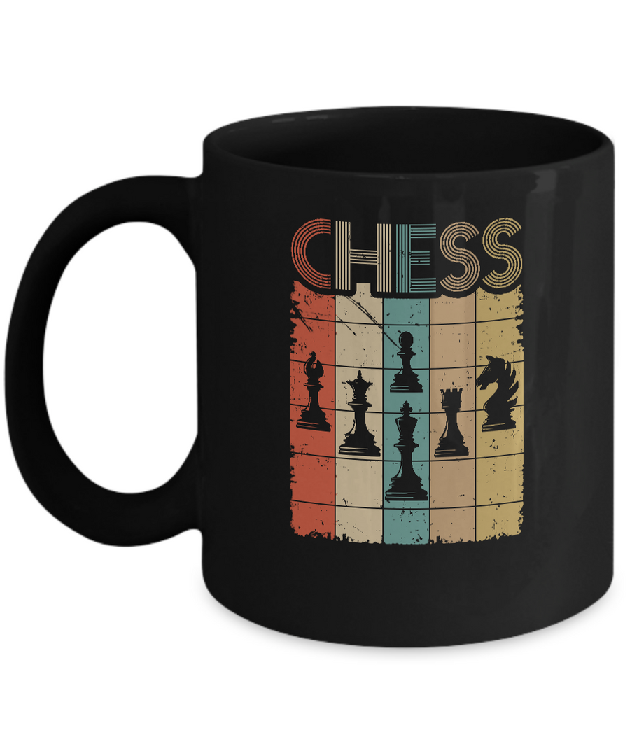 Retro Vintage Chess Piece Lovers Gift Mug-Coffee Mug-11oz Mug-Black