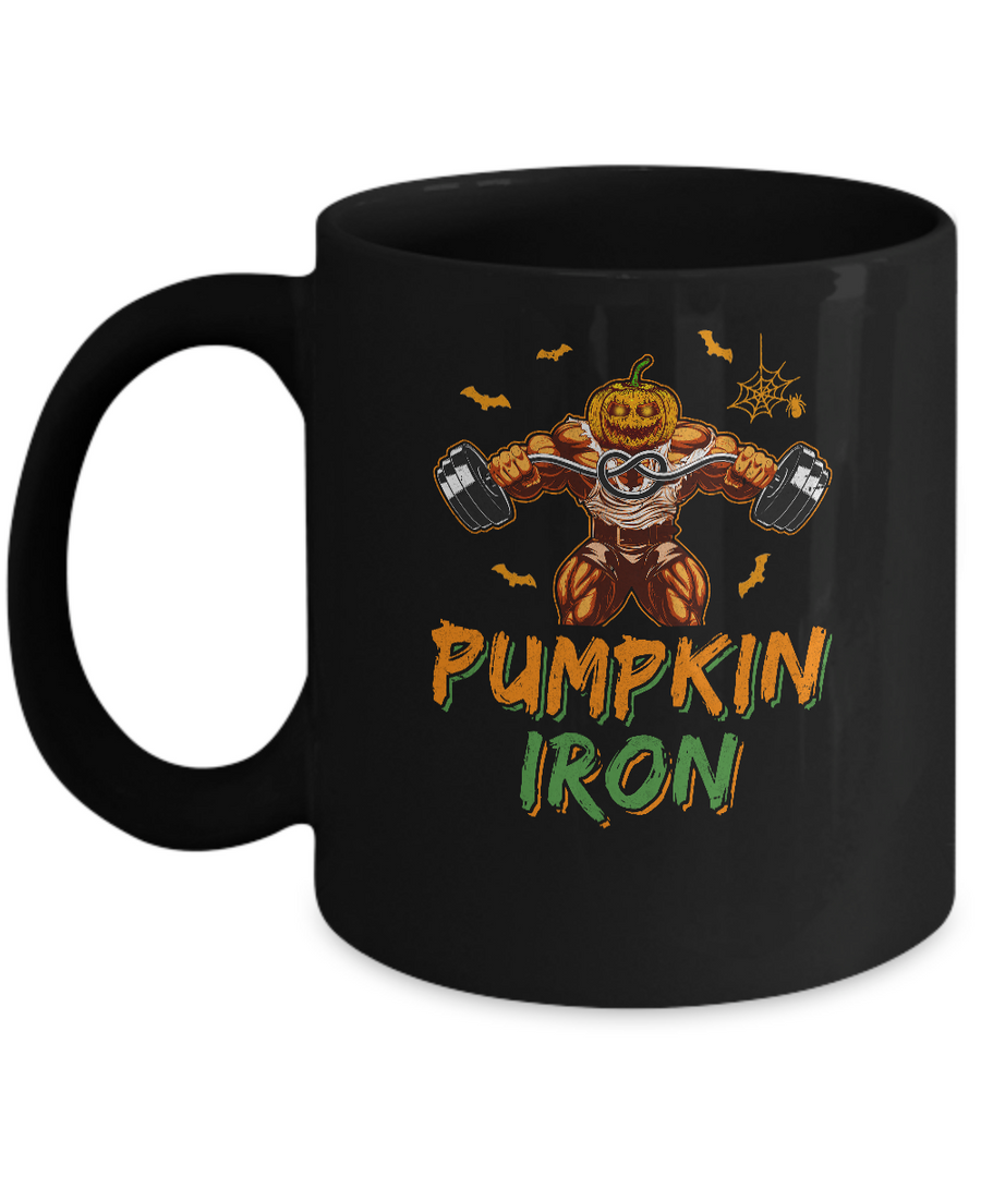 Halloween Gym Workout Pumpkin Iron Motivation For Men Mug-Coffee Mug-11oz Mug-Black