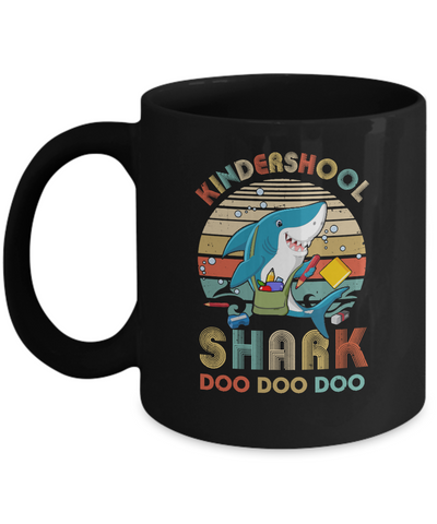 Kindergarten Shark Doo Doo Doo Funny Back To School Mug-Coffee Mug-11oz Mug-Black