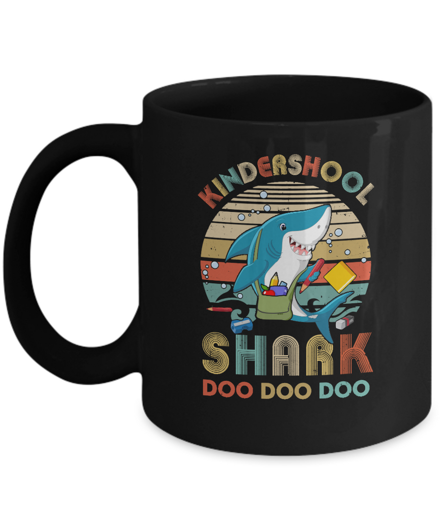 Kindergarten Shark Doo Doo Doo Funny Back To School Mug-Coffee Mug-11oz Mug-Black