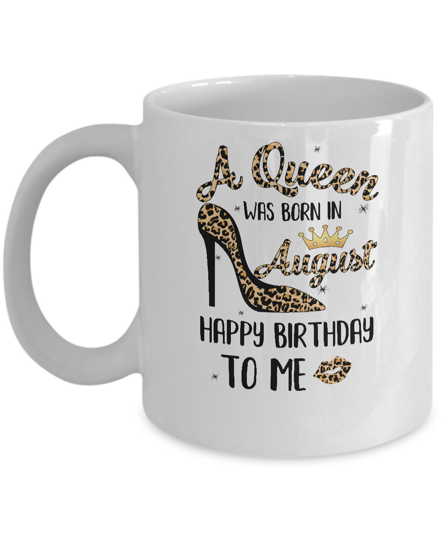 Born In August Girl Leopard High Heels Birthday Women Gift Mug-Coffee Mug-11oz Mug-White