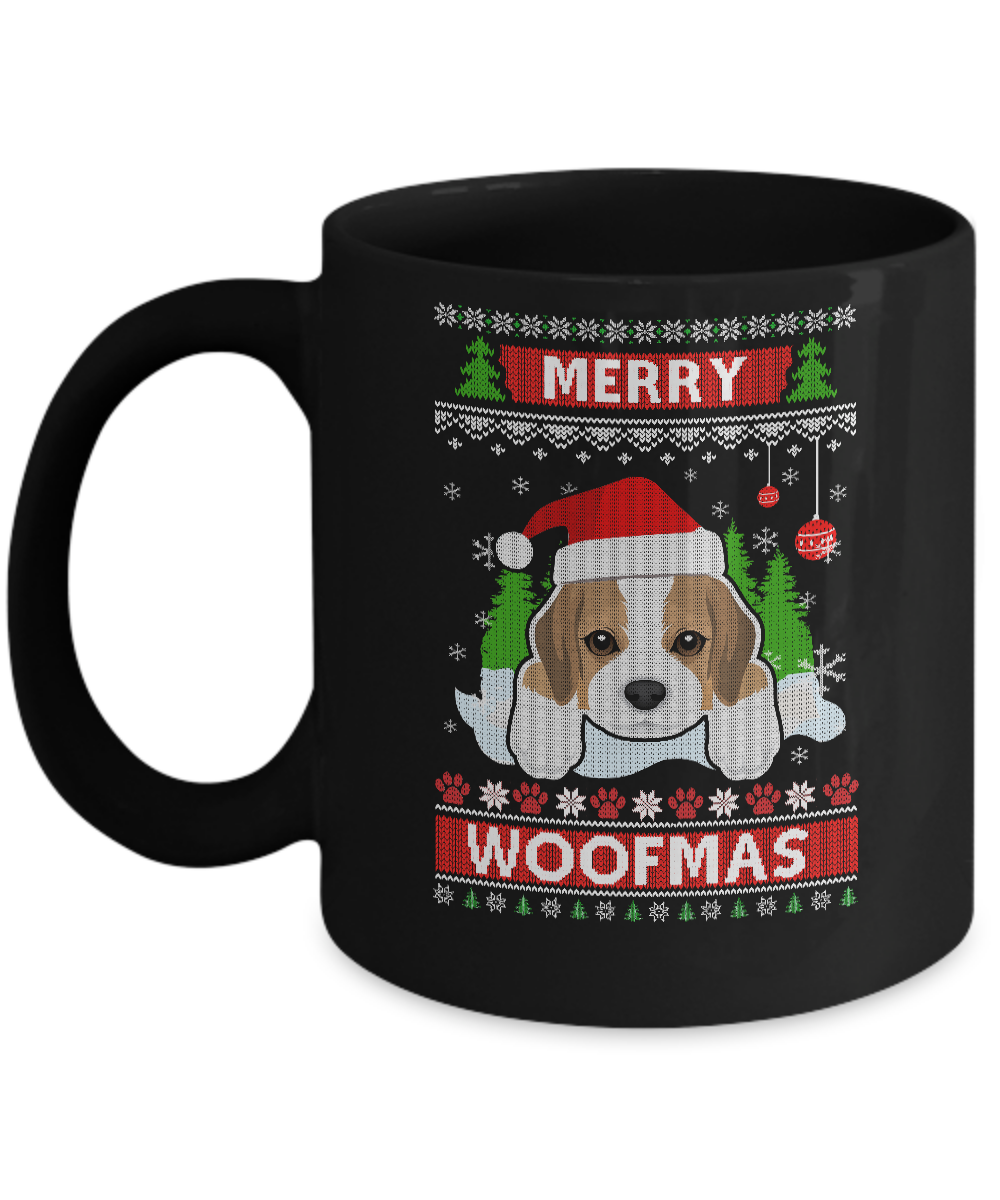 Beagle Merry Woofmas Ugly Christmas Sweater Mug-Coffee Mug-11oz Mug-Black