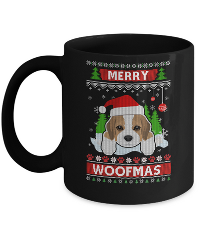 Beagle Merry Woofmas Ugly Christmas Sweater Mug-Coffee Mug-11oz Mug-Black