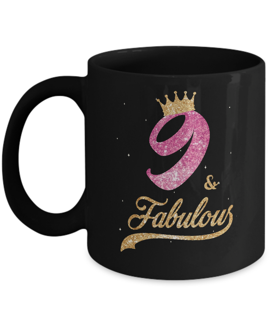 9Th And Fabulous Nine Birthday Mug-Coffee Mug-11oz Mug-Black