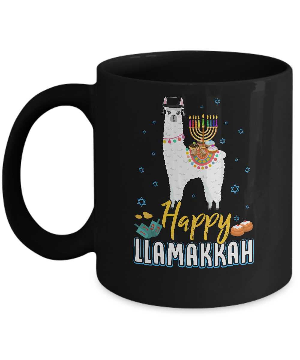 Funny Happy Llamakkah Hanukkah Llama Mug-Coffee Mug-11oz Mug-Black