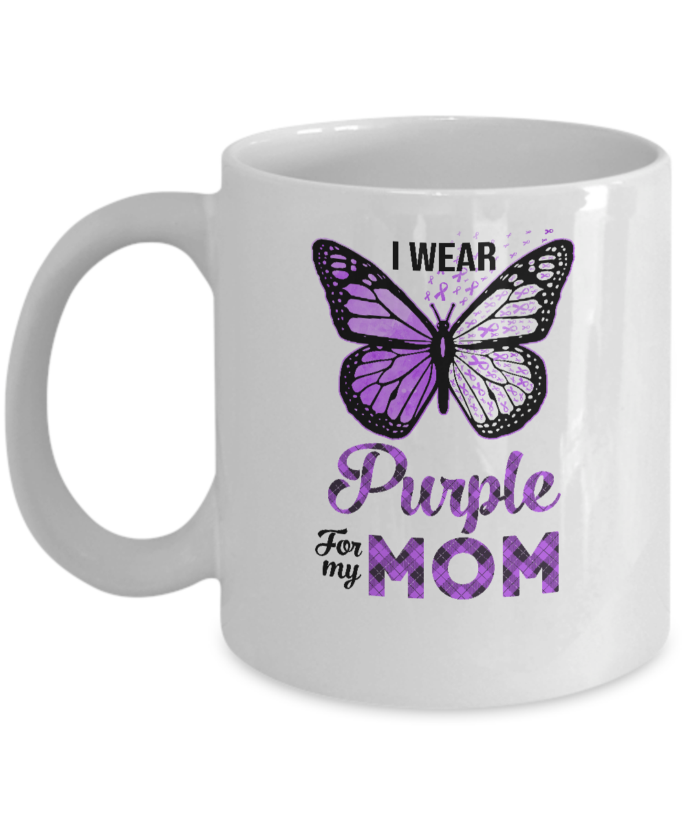 I Wear Purple For My Mom Butterfly Alzheimer's Awareness Mug