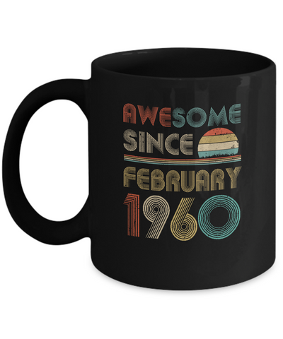 Awesome Since February 1960 Vintage 61th Birthday Gifts Mug-Coffee Mug-11oz Mug-Black