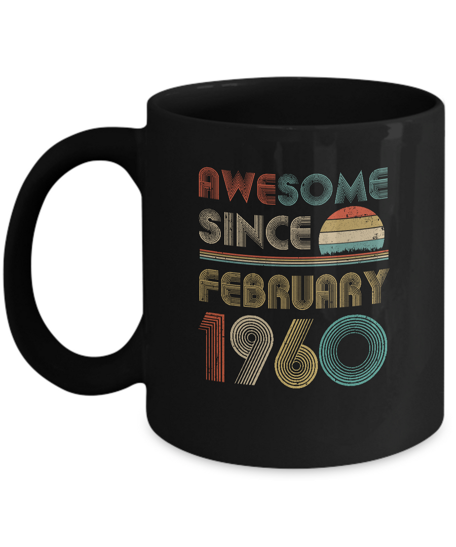 Awesome Since February 1960 Vintage 61th Birthday Gifts Mug-Coffee Mug-11oz Mug-Black