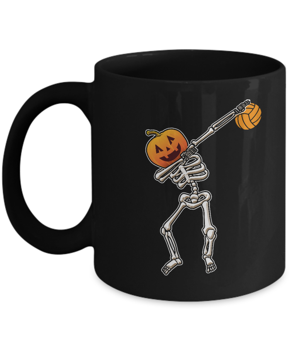 Halloween Dabbing Skeleton Volleyball Mug-Coffee Mug-11oz Mug-Black