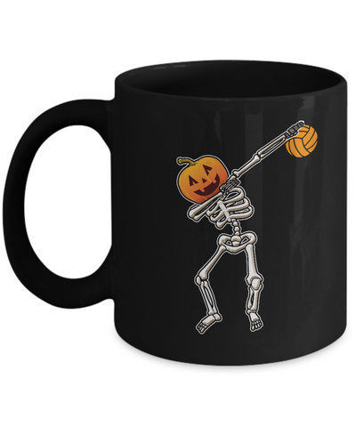 Halloween Dabbing Skeleton Volleyball Mug-Coffee Mug-11oz Mug-Black