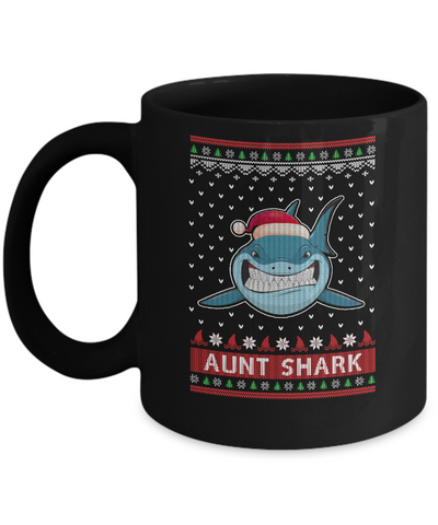 Santa Hat Aunt Shark Ugly Christmas Sweater Mug-Coffee Mug-11oz Mug-Black