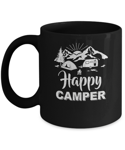 Happy Trailer Camper Grandpa Papa Grandma Camping Mug-Coffee Mug-11oz Mug-Black