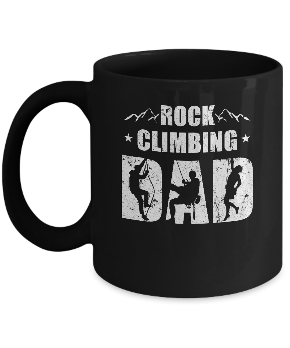Rock Climbing Dad Distressed Mountain Climber Fathers Day Mug-Coffee Mug-11oz Mug-Black