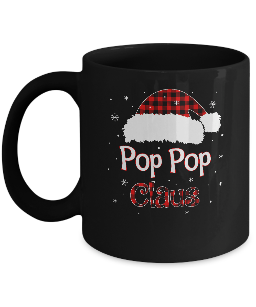 Santa Pop Pop Claus Red Plaid Family Pajamas Christmas Gift Mug-Coffee Mug-11oz Mug-Black