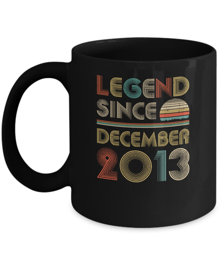 Legend Since December 2013 Vintage 8th Birthday Gifts Youth Mug-Coffee Mug-11oz Mug-Black