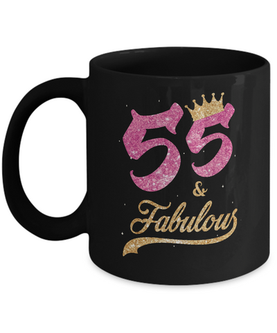 55 And Fabulous 1966 55th Birthday Gift Mug-Coffee Mug-11oz Mug-Black