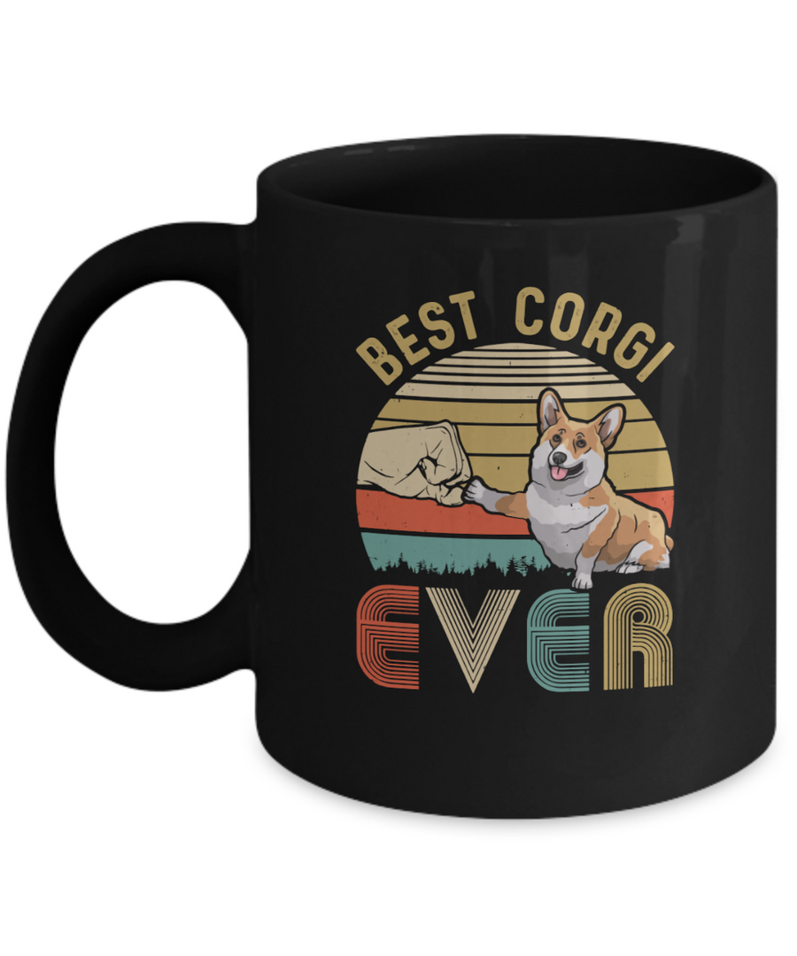 Vintage Best Corgi Dad Ever Bump Fit Funny Dad Gifts Mug-Coffee Mug-11oz Mug-Black
