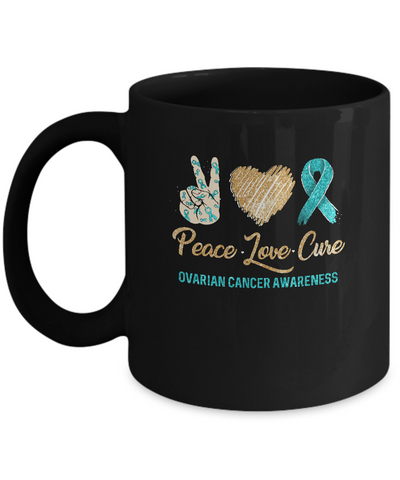 Peace Love Cure Ovarian Cancer Awareness Mug-Coffee Mug-11oz Mug-Black