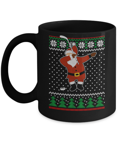 Dabbing Santa Hockey Ugly Sweater Christmas Mug-Coffee Mug-11oz Mug-Black