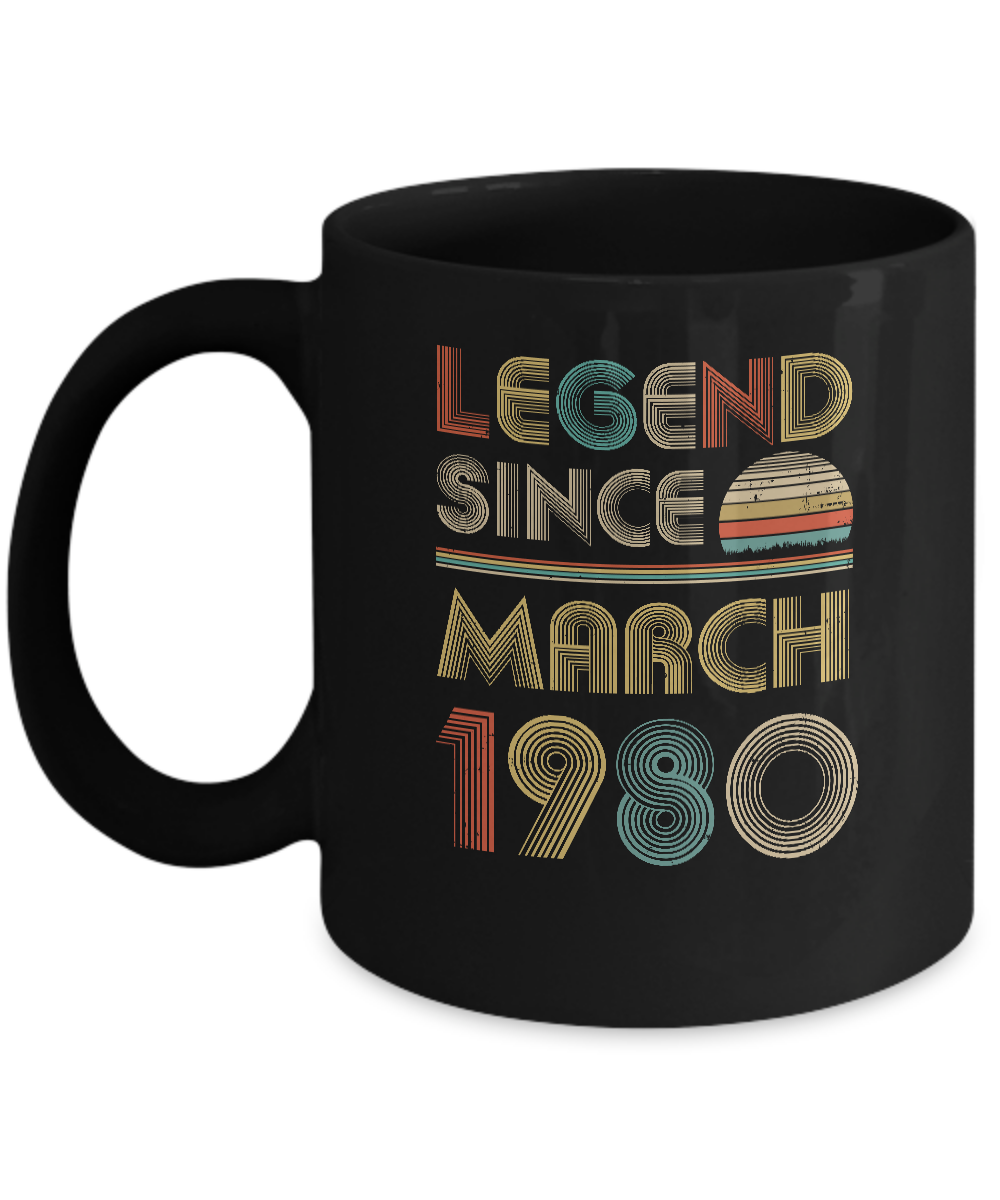 Legend Since March 1980 Vintage 41th Birthday Gifts Mug-Coffee Mug-11oz Mug-Black