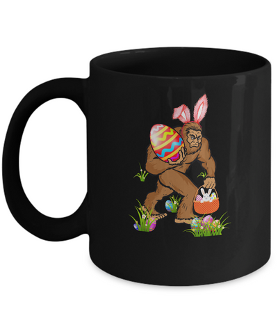 Funny Bigfoot Bunny Hunting Eggs Easter Day Mug-Coffee Mug-11oz Mug-Black