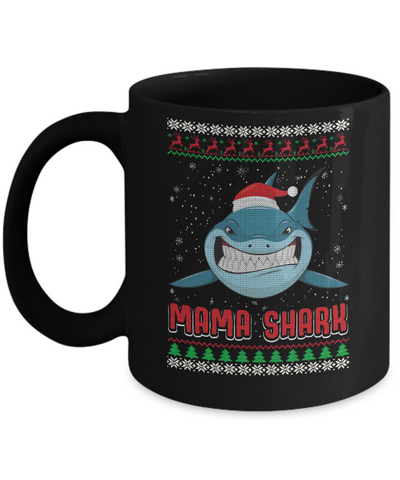 Mama Claus Shark Family Matching Christmas Ugly Sweater Mug-Coffee Mug-11oz Mug-Black