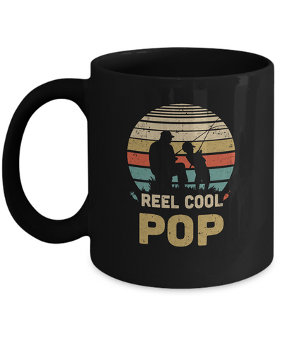 Vintage Father's Day Gift Reel Cool Pop Fishing Mug-Coffee Mug-11oz Mug-Black