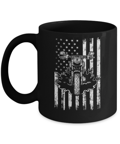 American Motorcycle Motorbike Us Flag Cool Biker Mug-Coffee Mug-11oz Mug-Black