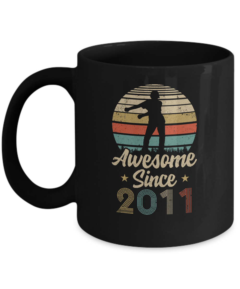 Vintage Flossing Awesome Since 2011 10th Birthday Gift Youth Mug-Coffee Mug-11oz Mug-Black