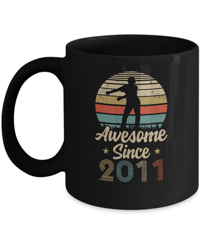 Vintage Flossing Awesome Since 2011 10th Birthday Gift Youth Mug-Coffee Mug-11oz Mug-Black
