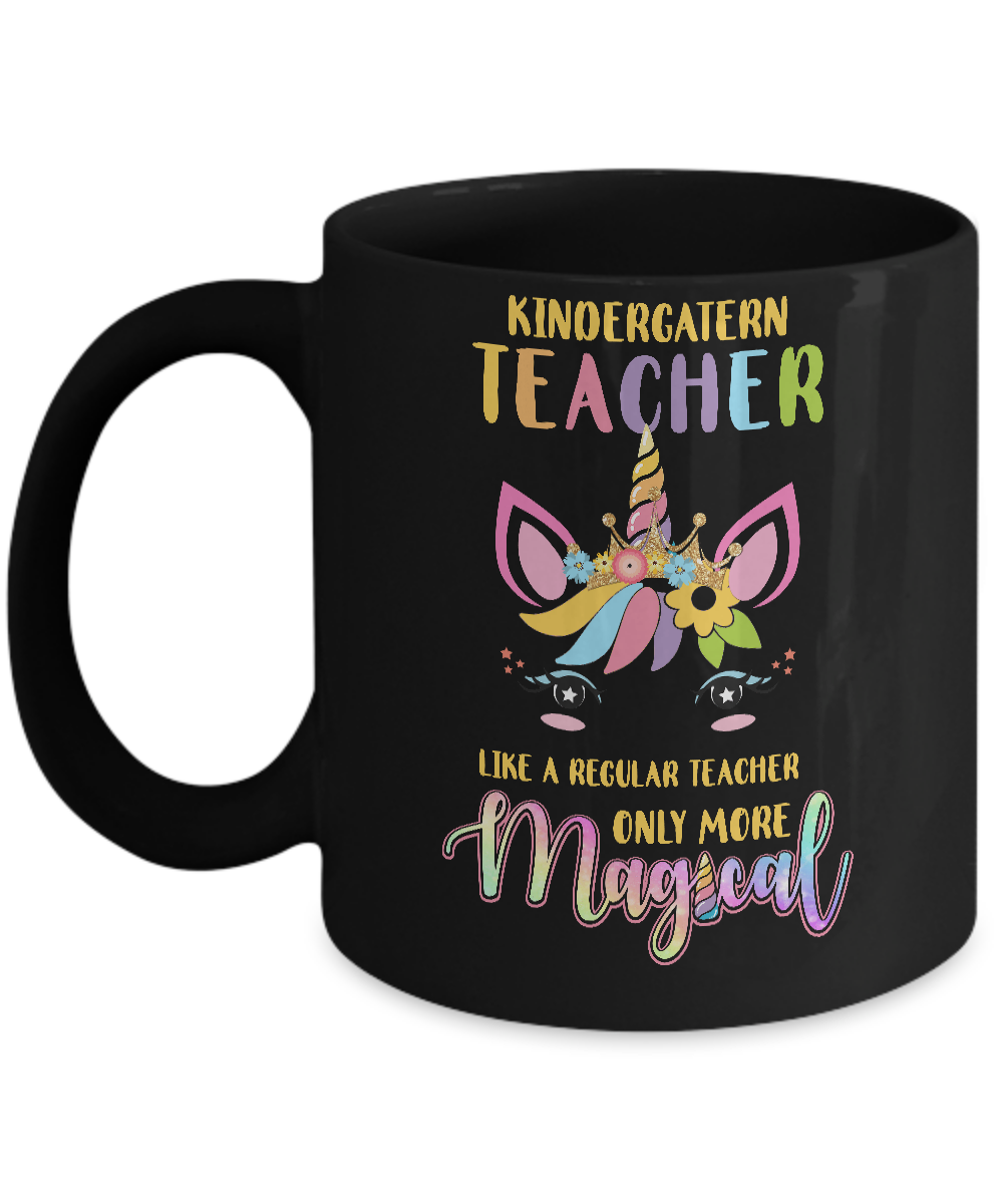 Kindergarten Teacher Cute Magical Unicorn Gift Mug-Coffee Mug-11oz Mug-Black