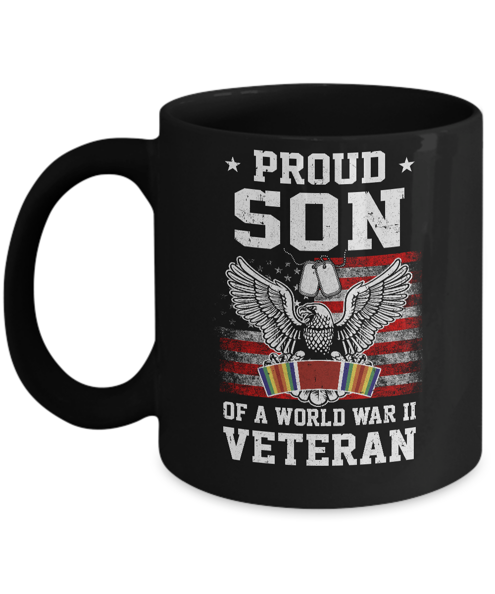 Proud Son Of World War 2 Veteran Patriotic Mug-Coffee Mug-11oz Mug-Black