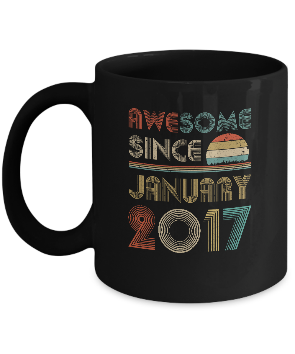 Awesome Since January 2017 Vintage 4th Birthday Gifts Youth Mug-Coffee Mug-11oz Mug-Black