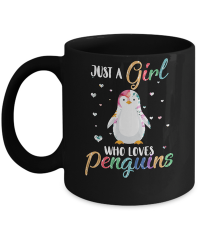 Just A Girl Who Loves Penguins Cute Penguin Lover Mug-Coffee Mug-11oz Mug-Black