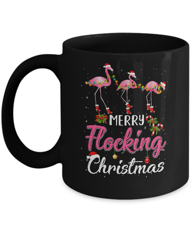 Merry Flocking Christmas Gift For Flamingo Lovers Mug-Coffee Mug-11oz Mug-Black