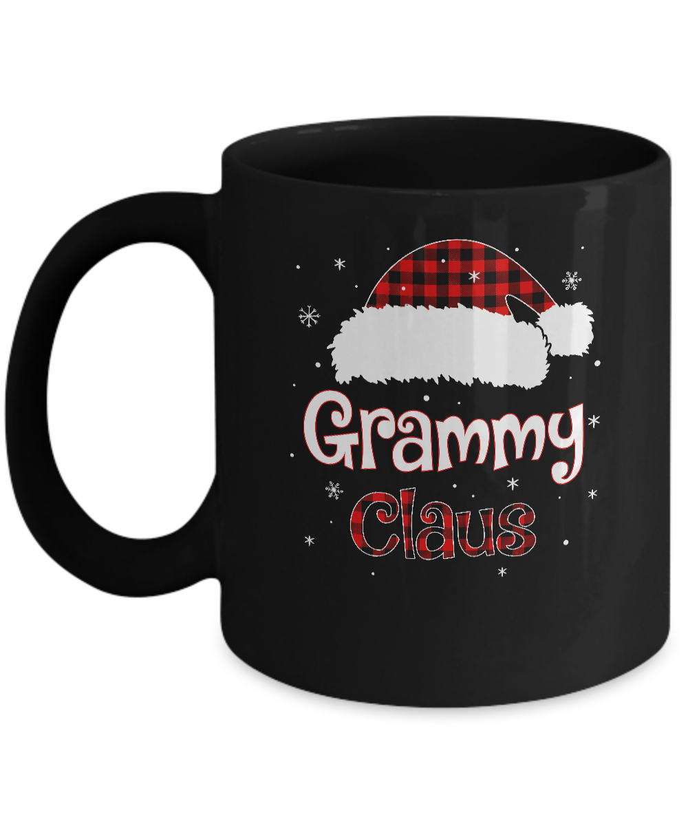 Santa Grammy Claus Red Plaid Family Pajamas Christmas Gift Mug-Coffee Mug-11oz Mug-Black