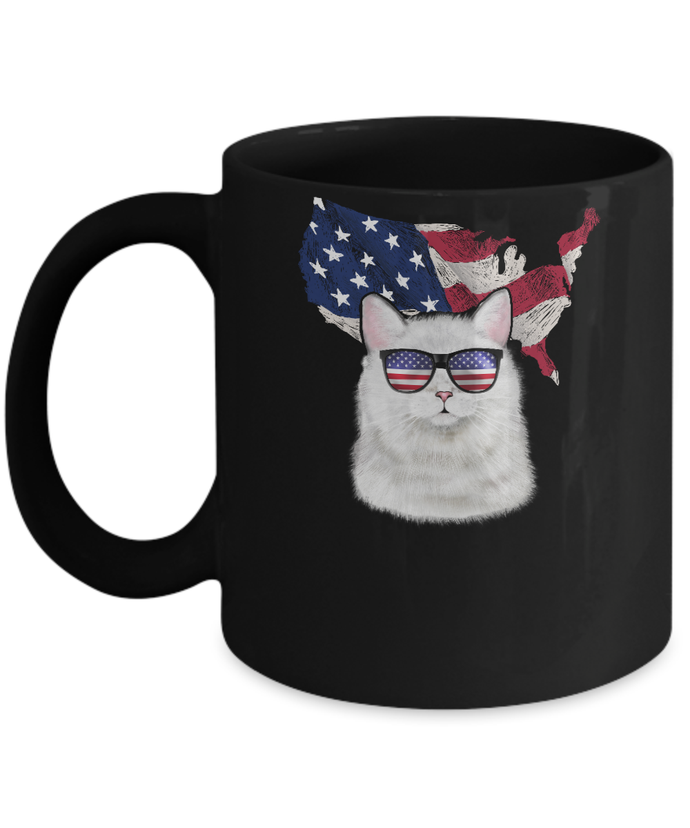 Funny Patriot Cat 4Th Of July American Flag Mug