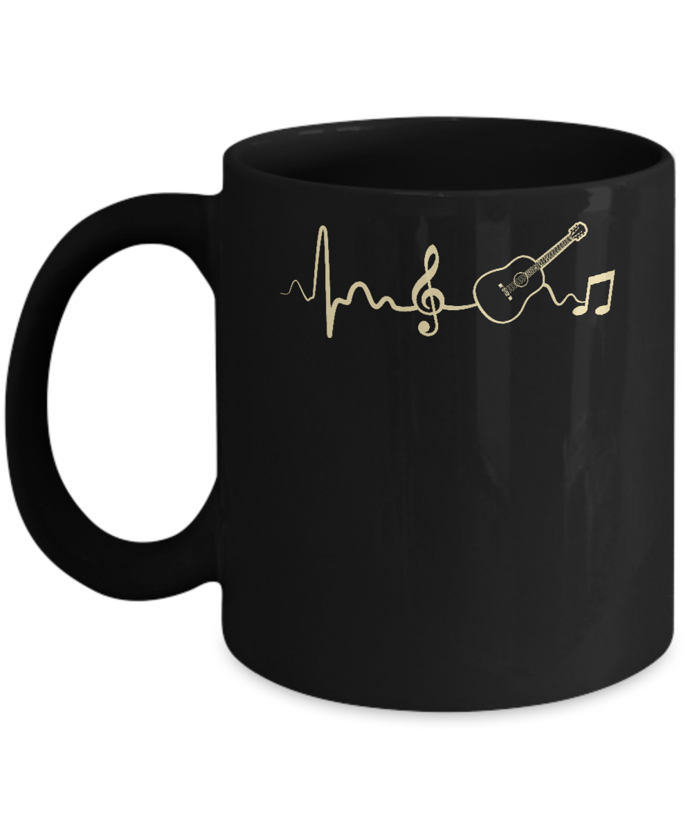 Acoustic Guitar Heartbeat Mug-Coffee Mug-11oz Mug-Black