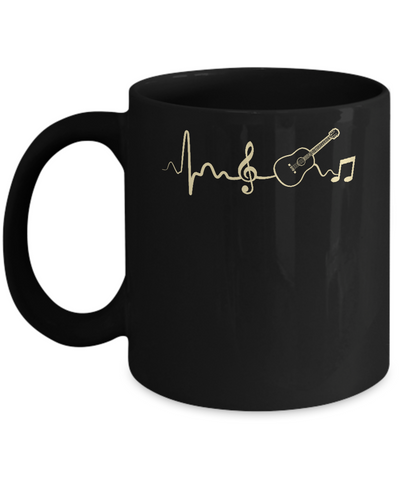 Acoustic Guitar Heartbeat Mug-Coffee Mug-11oz Mug-Black