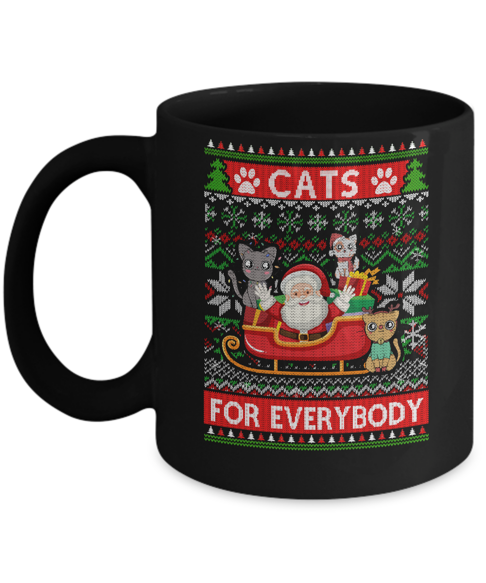 Cats For Everybody Christmas Cute Cat Lover Ugly Sweater Mug-Coffee Mug-11oz Mug-Black