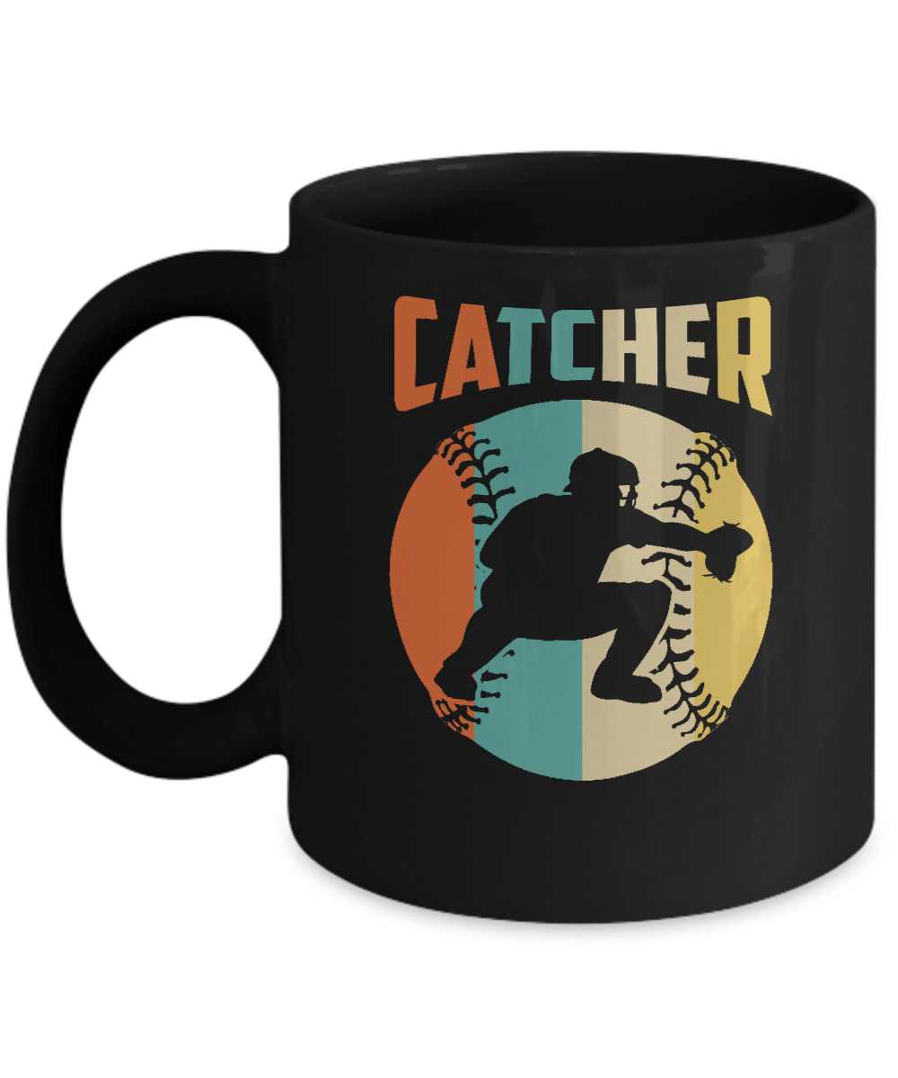 Classic Vintage Retro Style Catcher Baseball Mug-Coffee Mug-11oz Mug-Black