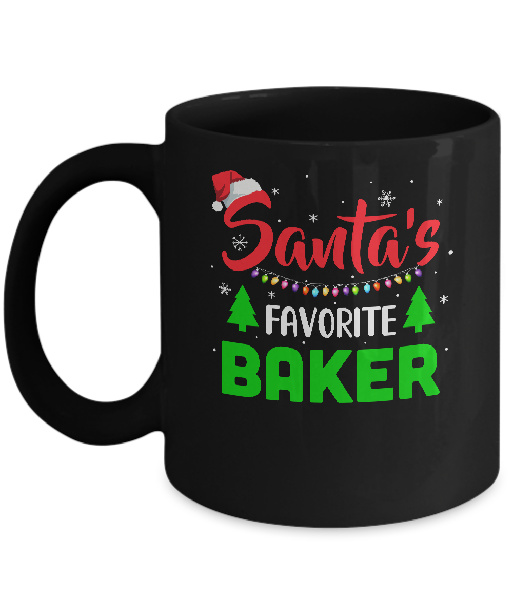 Santa's Favorite Baker Funny Christmas Xmas Gifts Mug-Coffee Mug-11oz Mug-Black