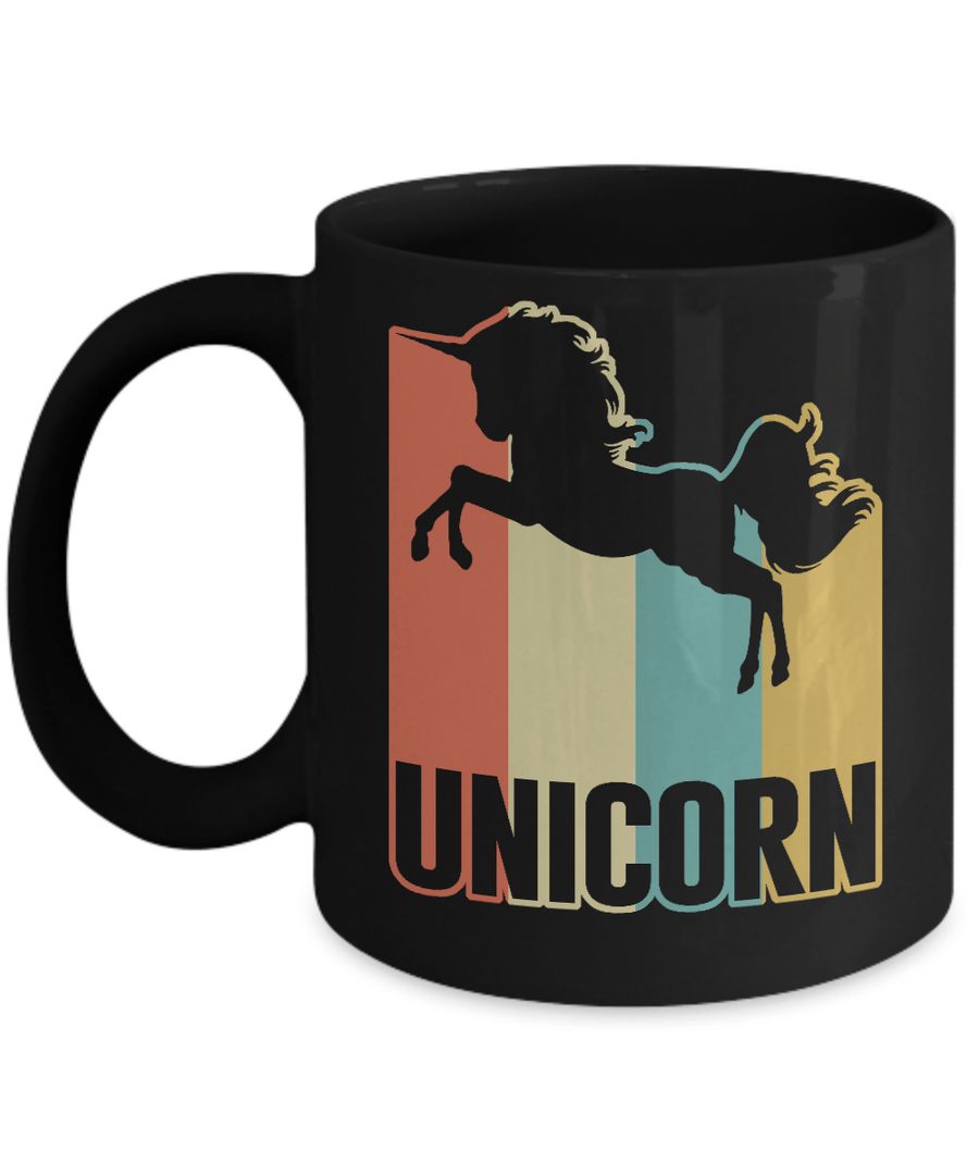 Classic Vintage Retro Style Unicorn Mug-Coffee Mug-11oz Mug-Black