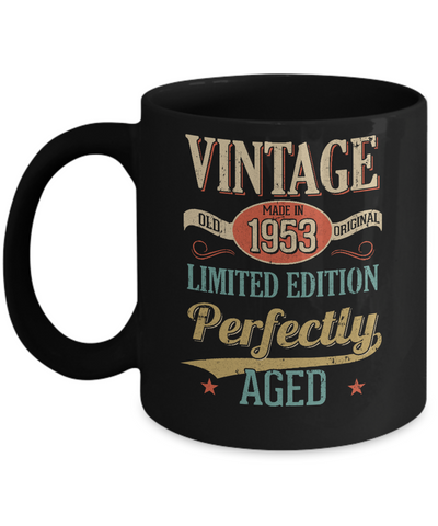 Vintage Premium Made In 1953 68th Birthday Gift Mug-Coffee Mug-11oz Mug-Black
