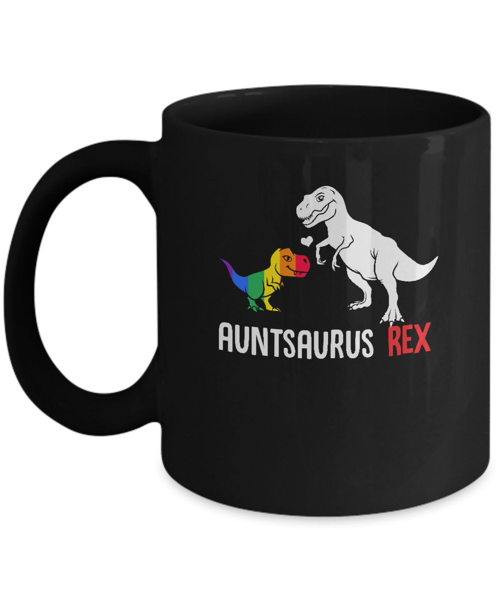 Aunt Saurus Auntsaurus T-Rex Dinosaur LGBT Support Mug-Coffee Mug-11oz Mug-Black