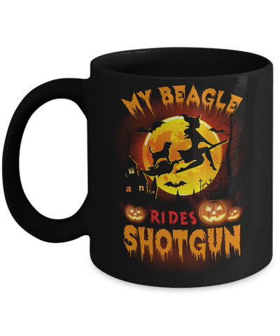My Beagle Rides Shotgun Halloween Dog Mug-Coffee Mug-11oz Mug-Black