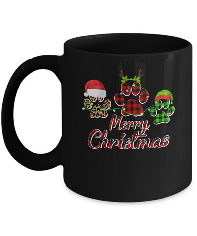 Paw Dogs Merry Christmas Dog Lovers Red Buffalo Mug-Coffee Mug-11oz Mug-Black